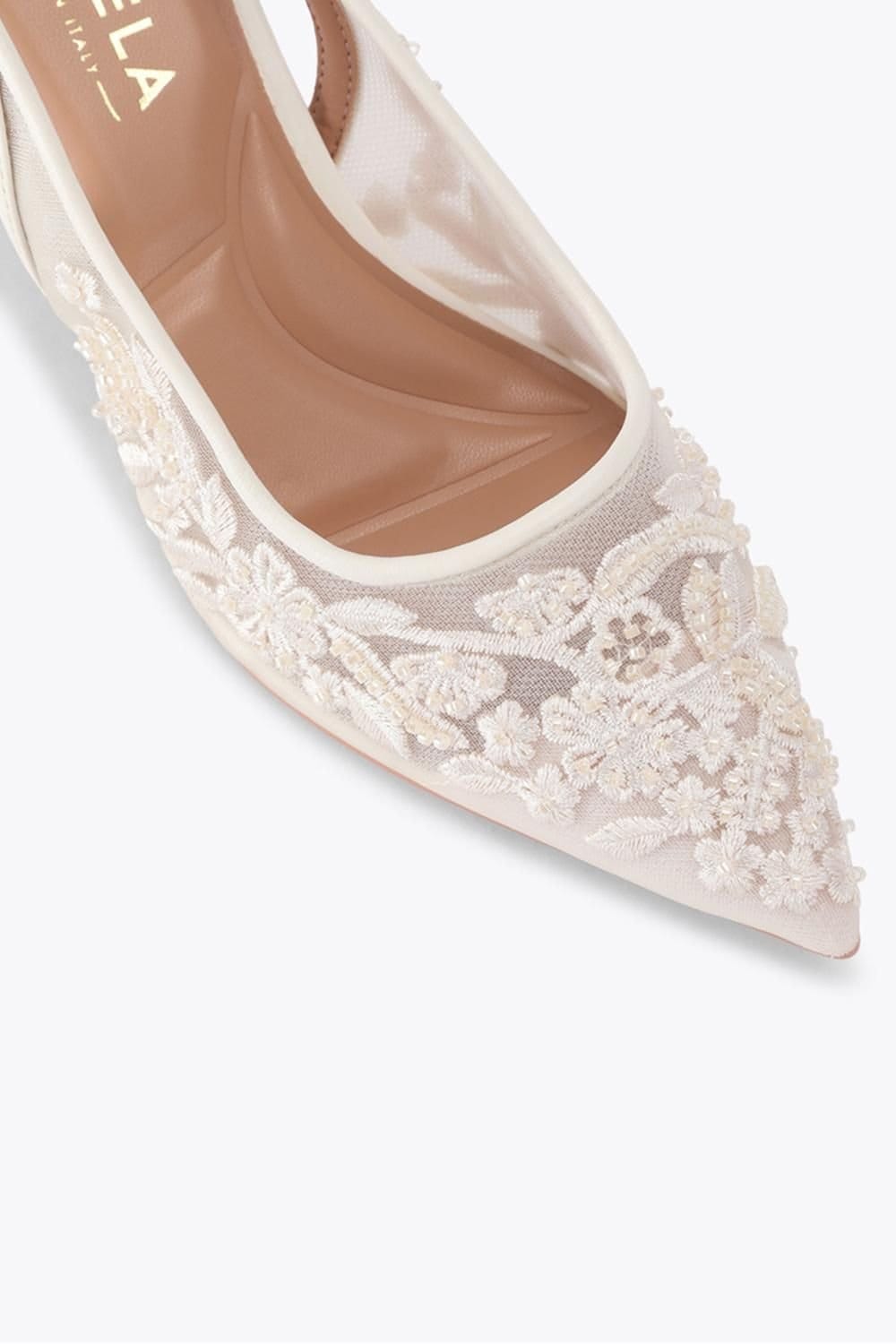 Carvela Carvela Women's 'Positano Lace Sling Low 2' Fabric Heels in Cream - 4