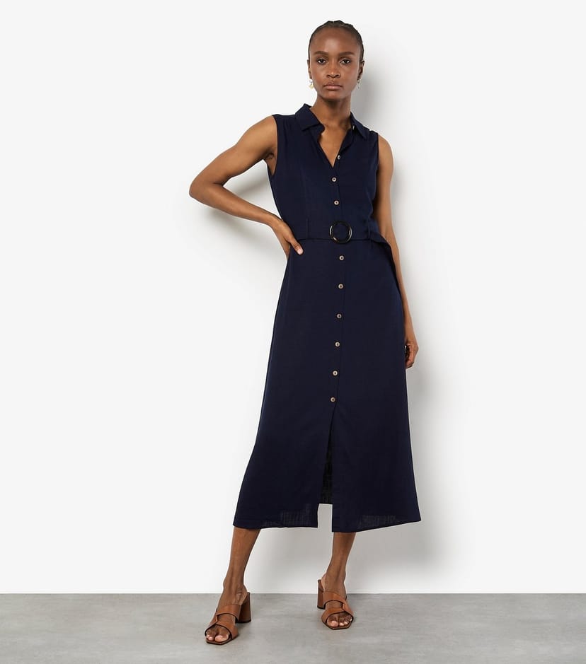 Apricot Women's Navy Sleeveless Midi Shirt Dress Apricot New Look - 1