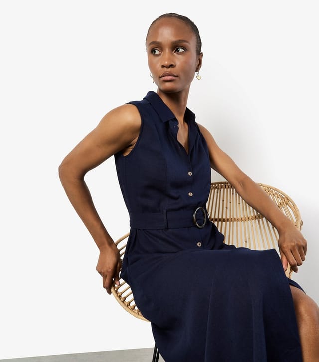 Apricot Women's Navy Sleeveless Midi Shirt Dress Apricot New Look - 2