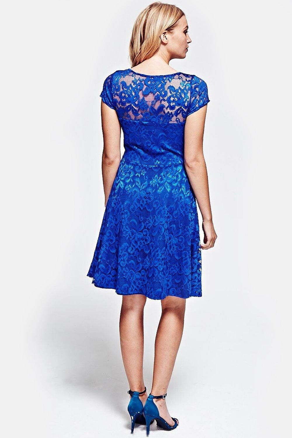 Hot Squash Hot Squash Women's Lace Fit n Flare Dress in Royal - 2