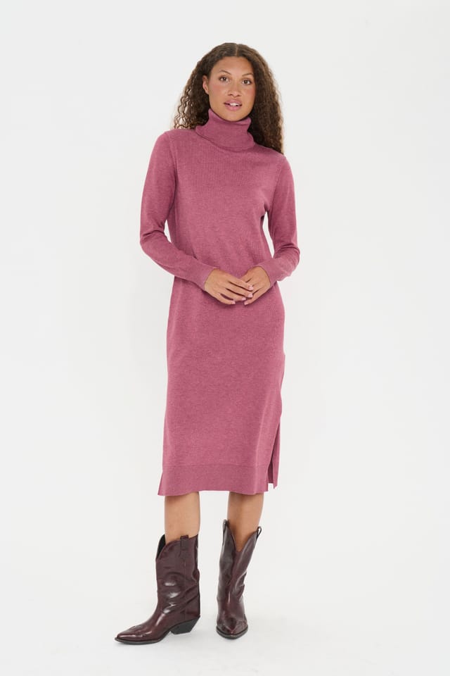 Saint Tropez Saint Tropez Women's Mila Rollneck Knitted Midi Dress in Dusty Pink - 2