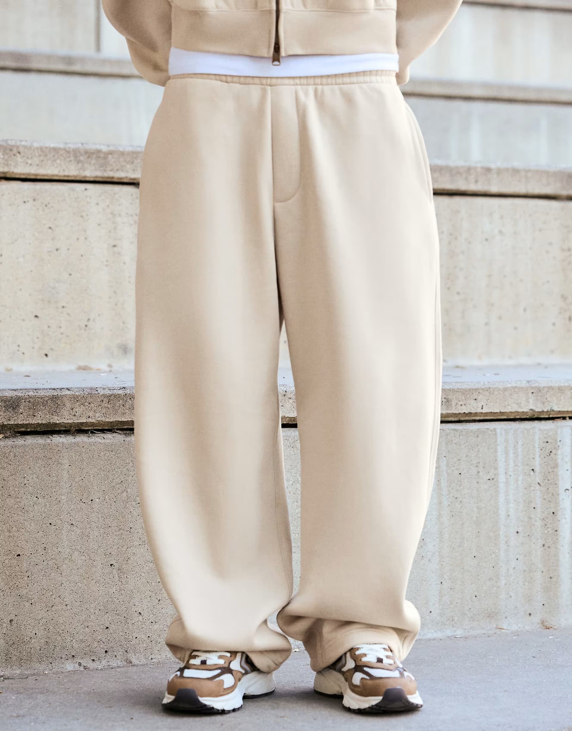 ASOS Bershka Balloon fit joggers in sand