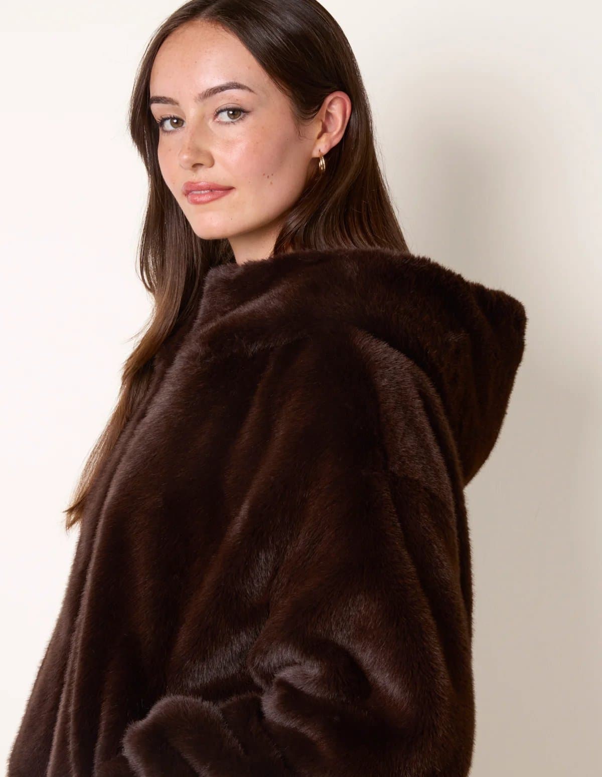 Blue Vanilla Hooded Faux Fur Coat