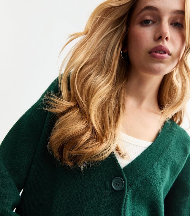 New Look Women's Green Button Knit Cardigan New Look - 2