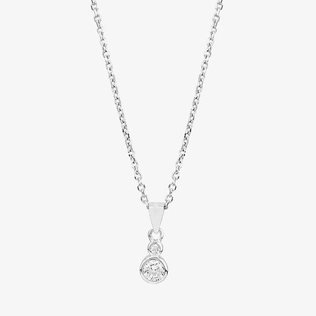 T.H.Baker T.H.Baker Women's Silver Cubic Zirconia Bezel-set Graduated Pendant & Earring Set SET14071 - 3