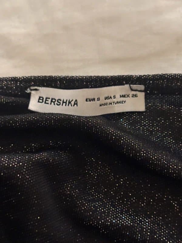 Bershka Bershka Black Sparkly Ruched Bandeau Top - Size S