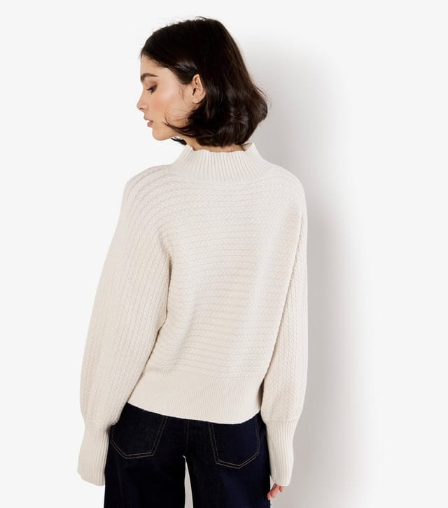 Apricot Women's Stone High Neck Cable Batwing Jumper Apricot New Look - 3