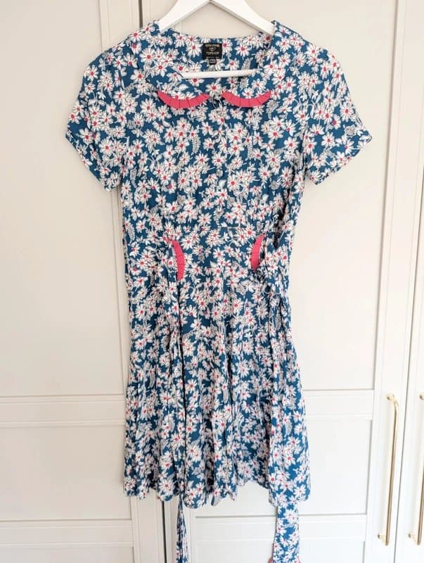 Topshop Rare Vintage Kate Moss Topshop Daisy Print 40s Tea Dress UK 10