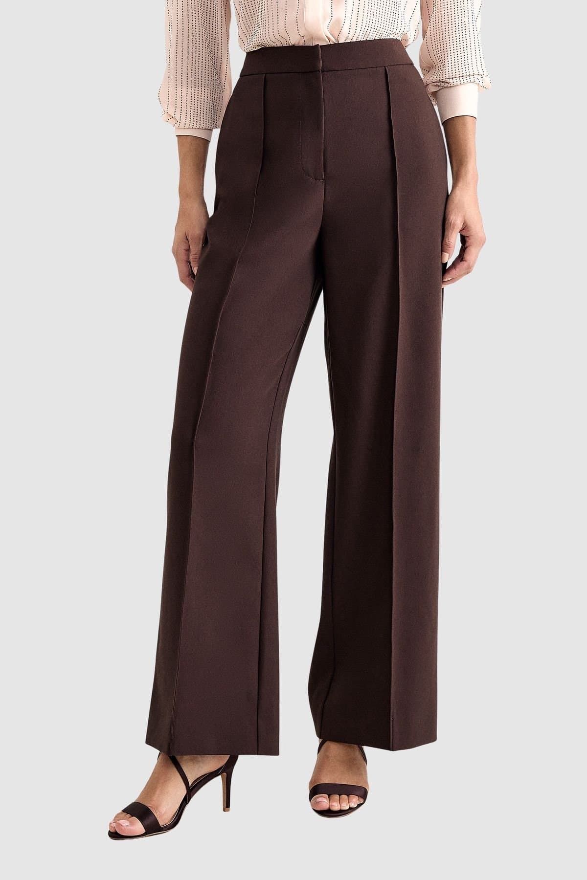 Phase Eight Phase Eight Women's Keely High-Waist Pleated Trousers in Dark Brown