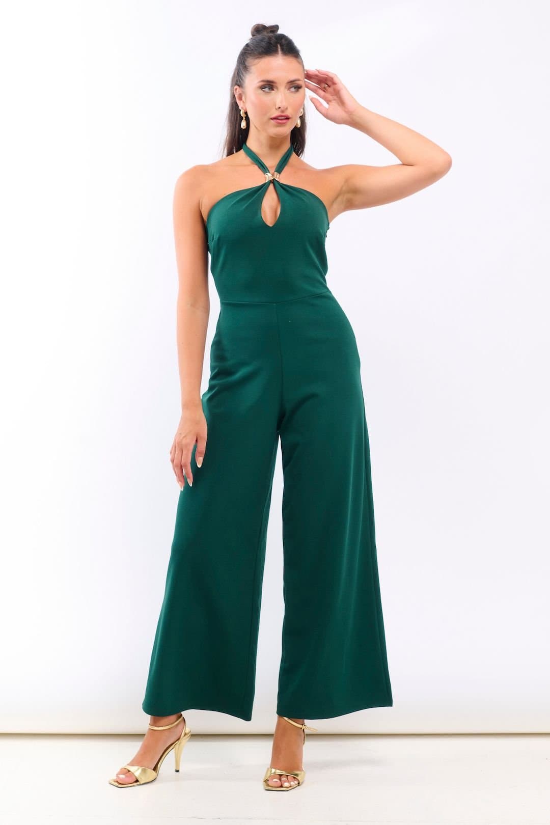 Needs No Label Needs No Label Women's Green Hardware Halterneck Jumpsuit