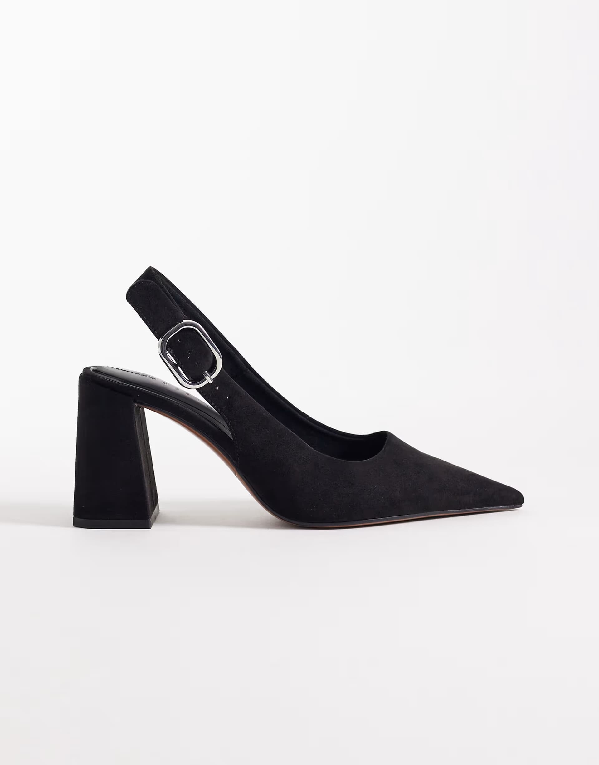 ASOS ASOS Black Suedette Slingback Mid Block Heels