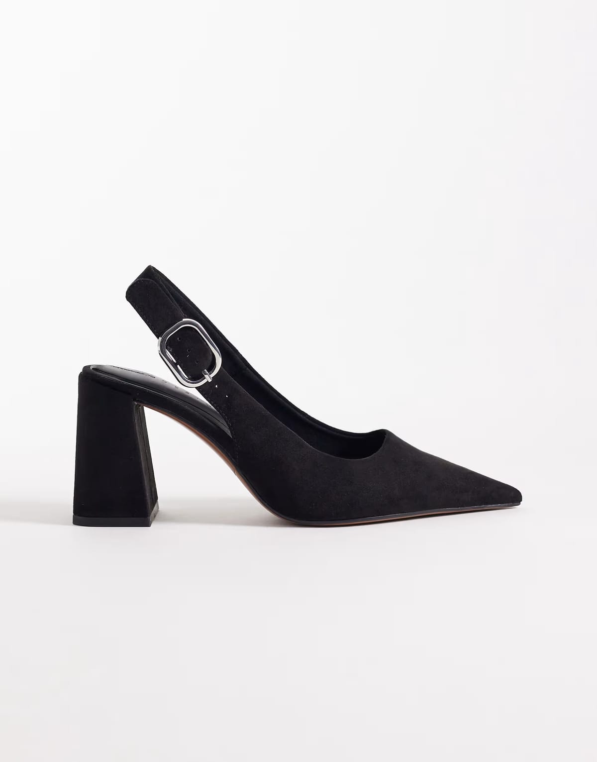 ASOS ASOS DESIGN Wide Fit Surrey slingback mid block heels in black suedette - 1