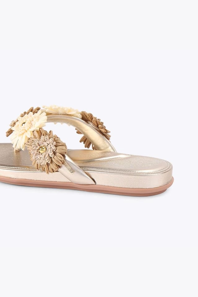Carvela Carvela Women's 'Sorrento Flower Flat' Sandals in Gold - 3
