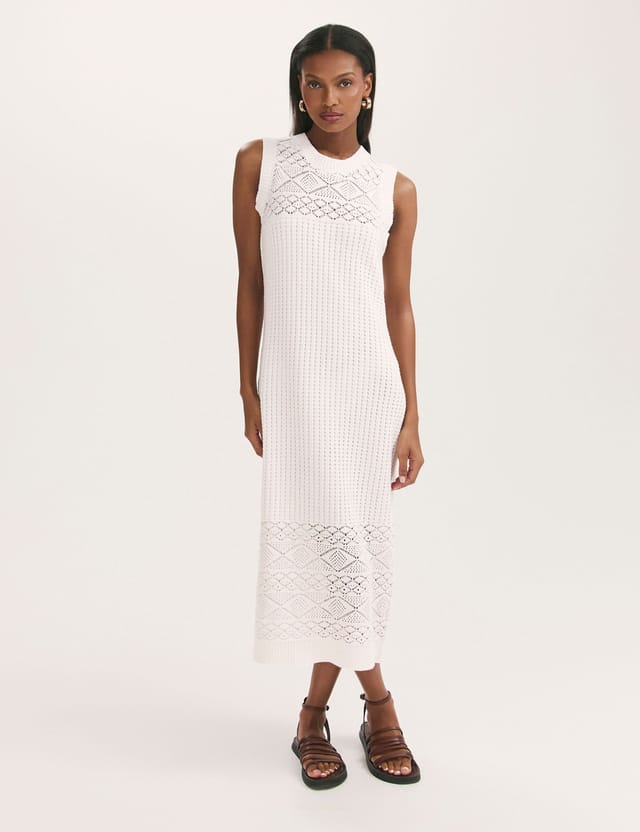 Finery London Finery London Women's Ravi Crochet Midi Dress in Ivory - 2
