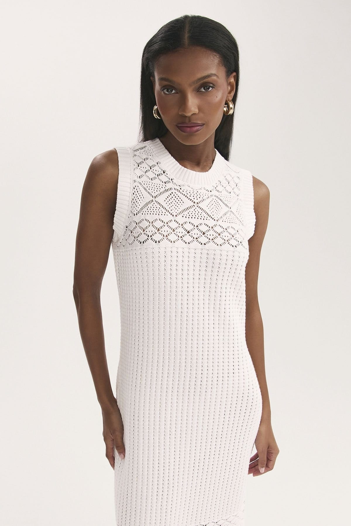 Finery London Finery London Women's Ravi Crochet Midi Dress in Ivory - 4