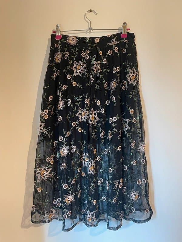 Topshop Vintage Topshop sheer embroidered skirt