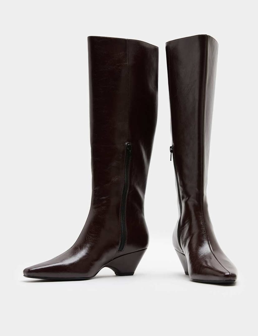 Marks & Spencer M&S Wedge Knee High Boots Wine - 1