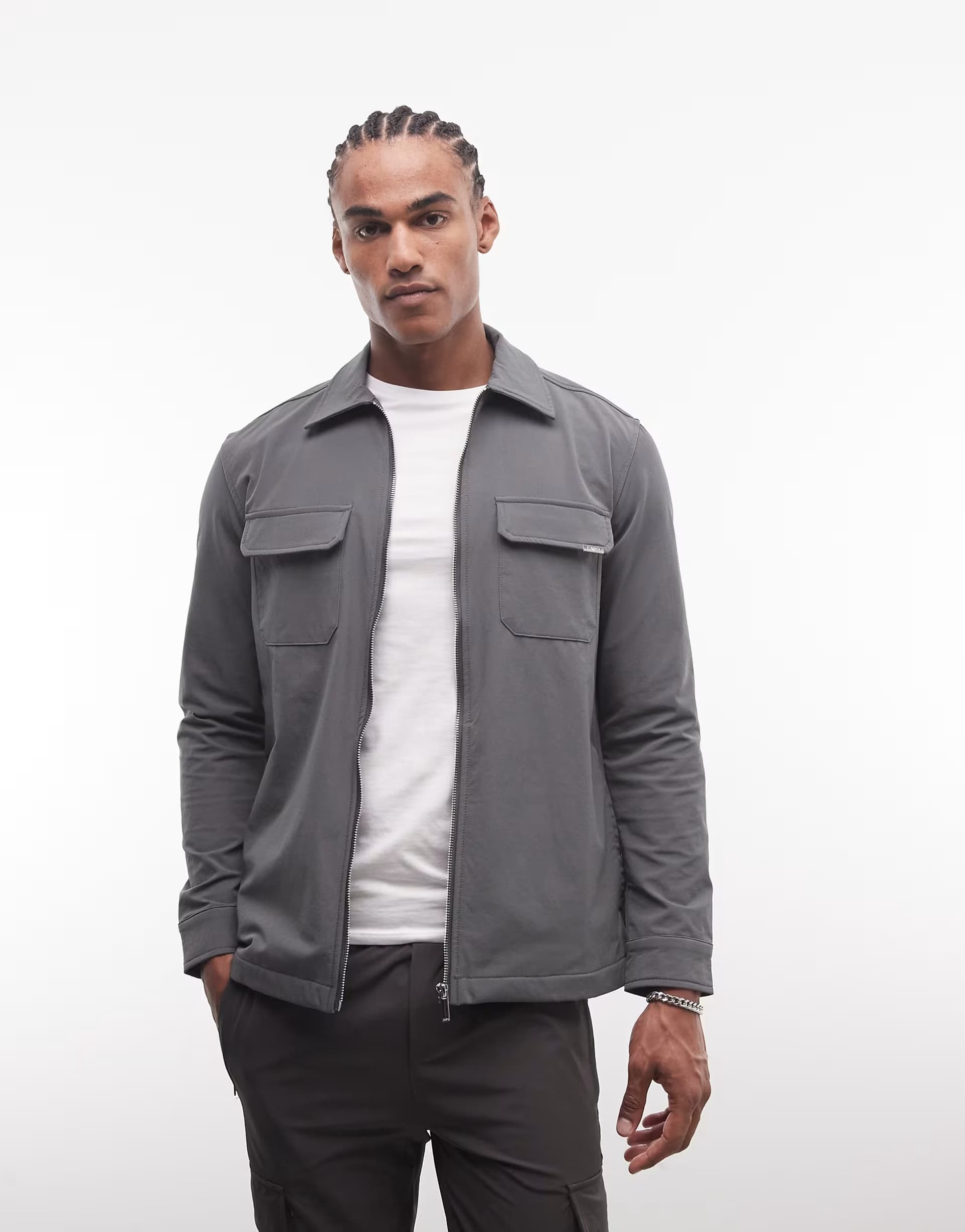 ASOS CAPO utility cargo overshirt in charcoal