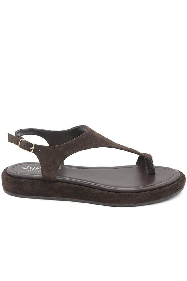 Jones Bootmaker Jones Bootmaker Women's Giovina Leather Toe Post Buckle Fasten Sandals in Brown - 2
