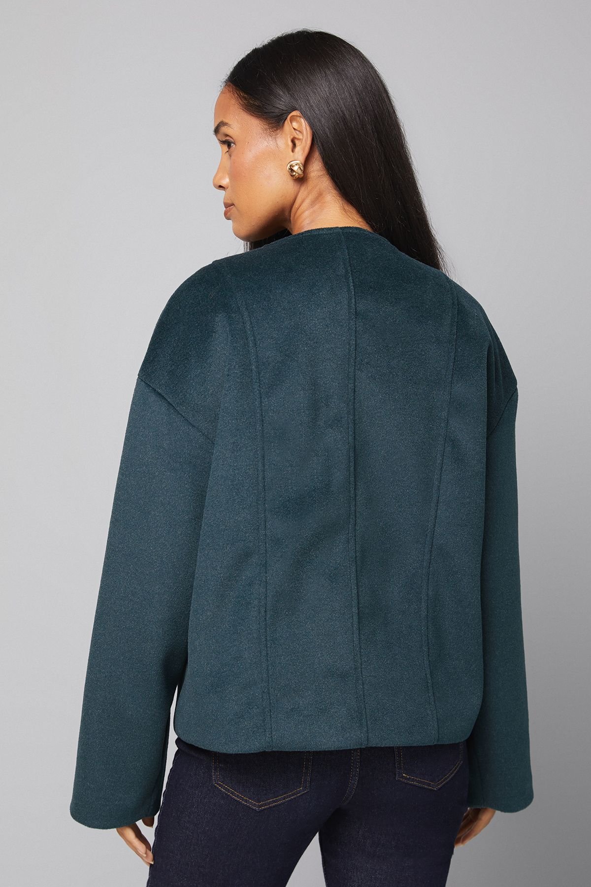 Wallis Wallis Women's Short One Button Jacket in Green - 3