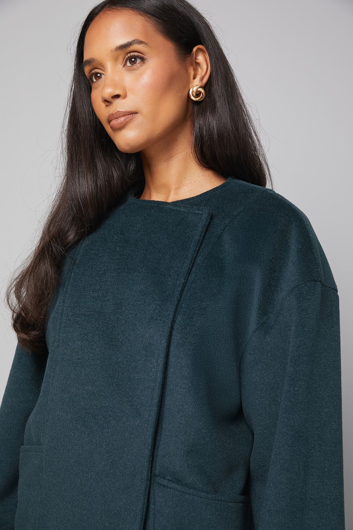 Wallis Wallis Women's Short One Button Jacket in Green - 4