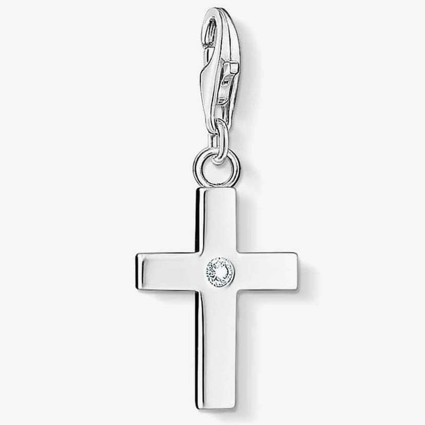 Thomas Sabo THOMAS SABO Women's Silver Cubic Zirconia Set Cross Charm 0366-051-14 - 1