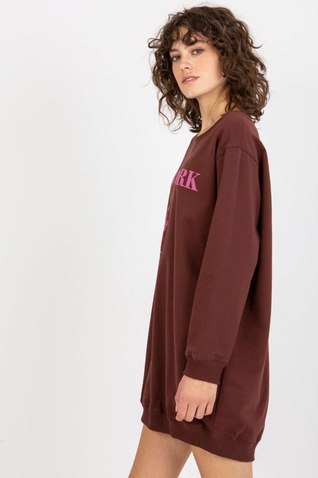 Love Lace Love Lace Women's Oversized Casual Printed Sweatshirt Longline in Burgundy - 3