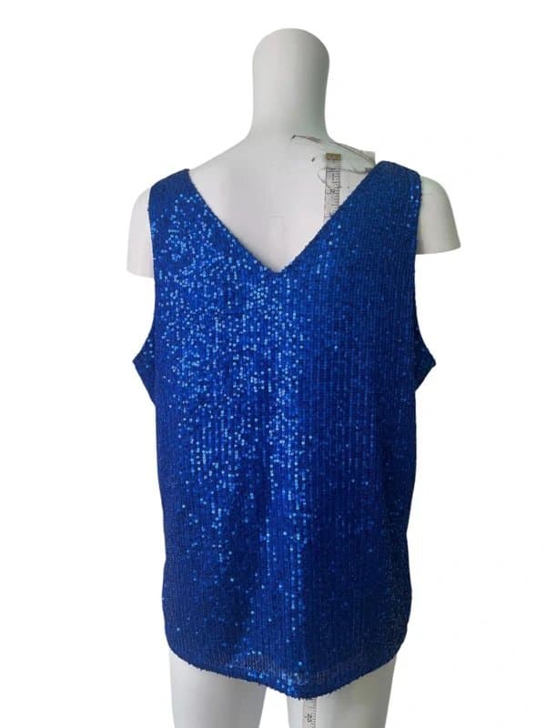 Pomodoro Pomodoro Sequin Vest Top T-Shirt Size 16 Womens Royal Blue NEW EU44 RRP £80