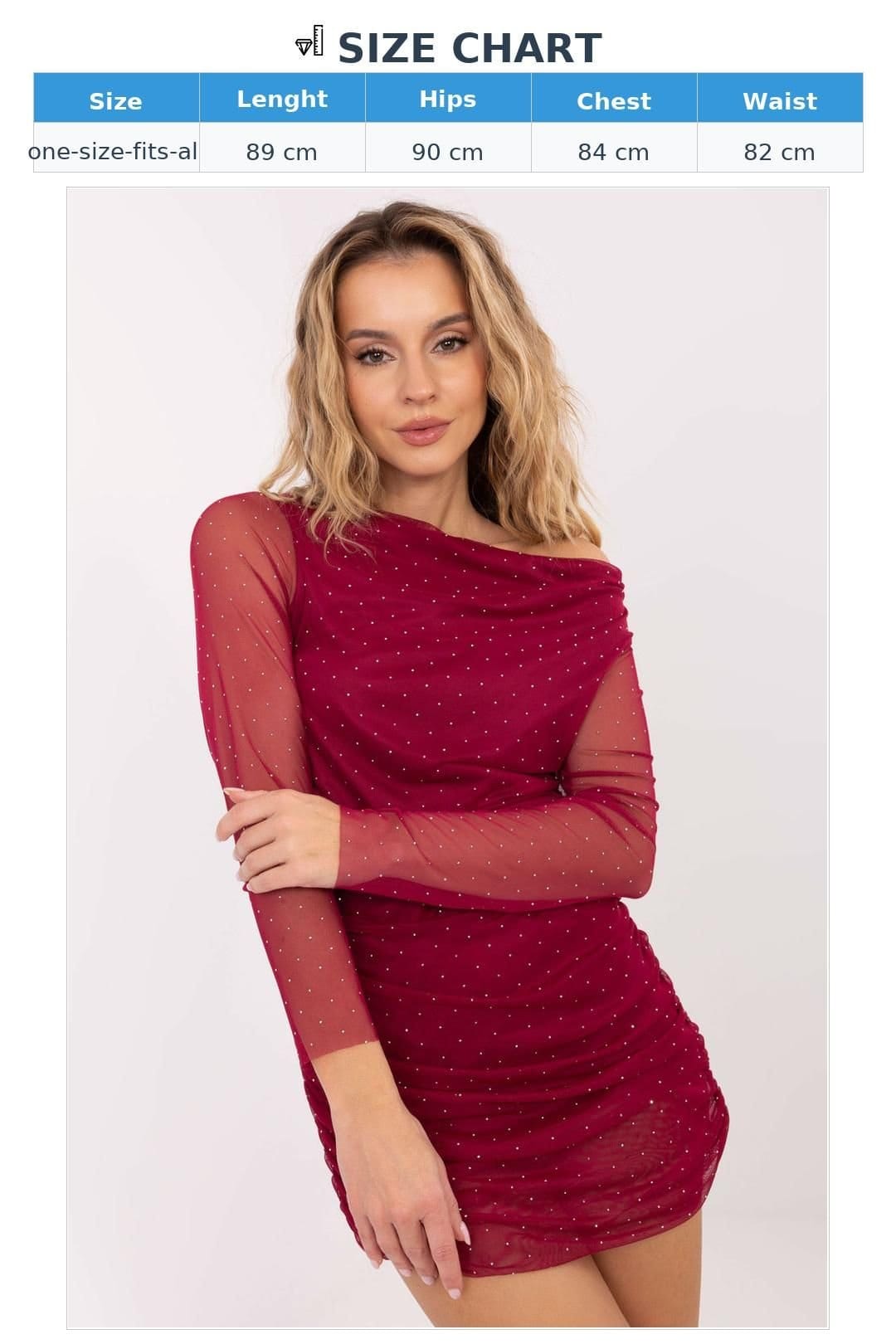 Love Lace Love Lace Women's Beaded Pencil Mini Dress with Sheer Sleeves in Red - 4