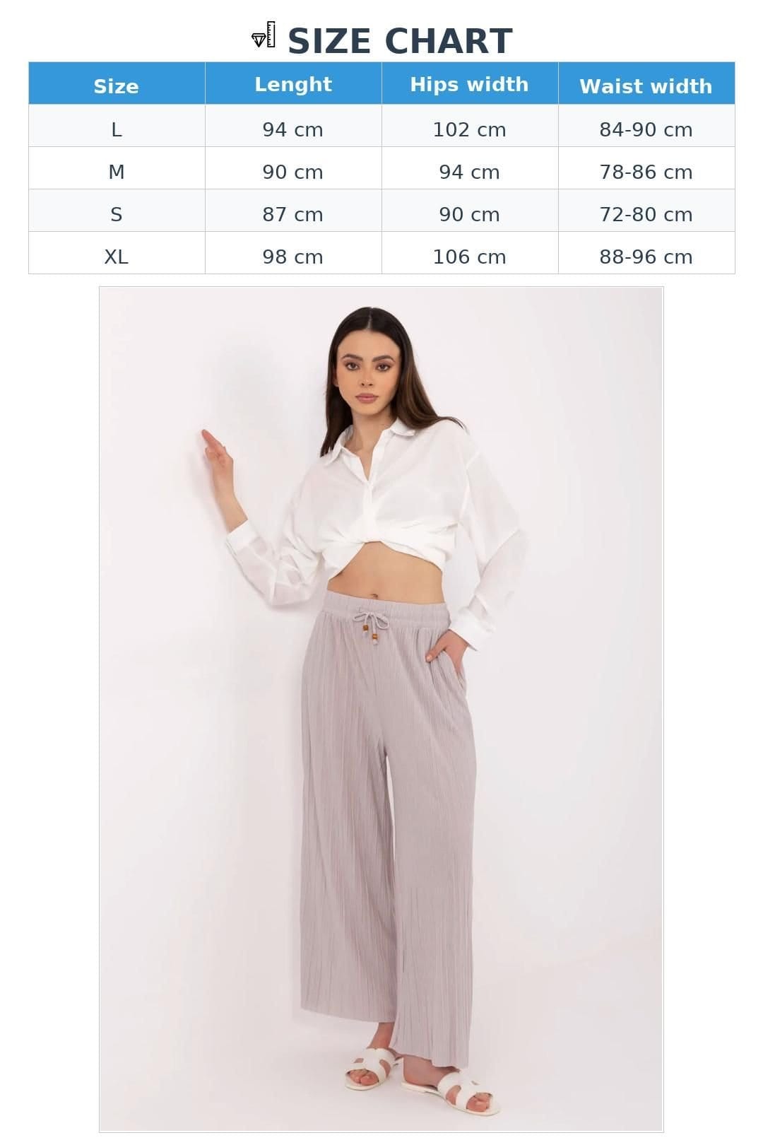 Love Lace Love Lace Women's High Waist Tie Wide Leg Casual Trousers in Grey - 4