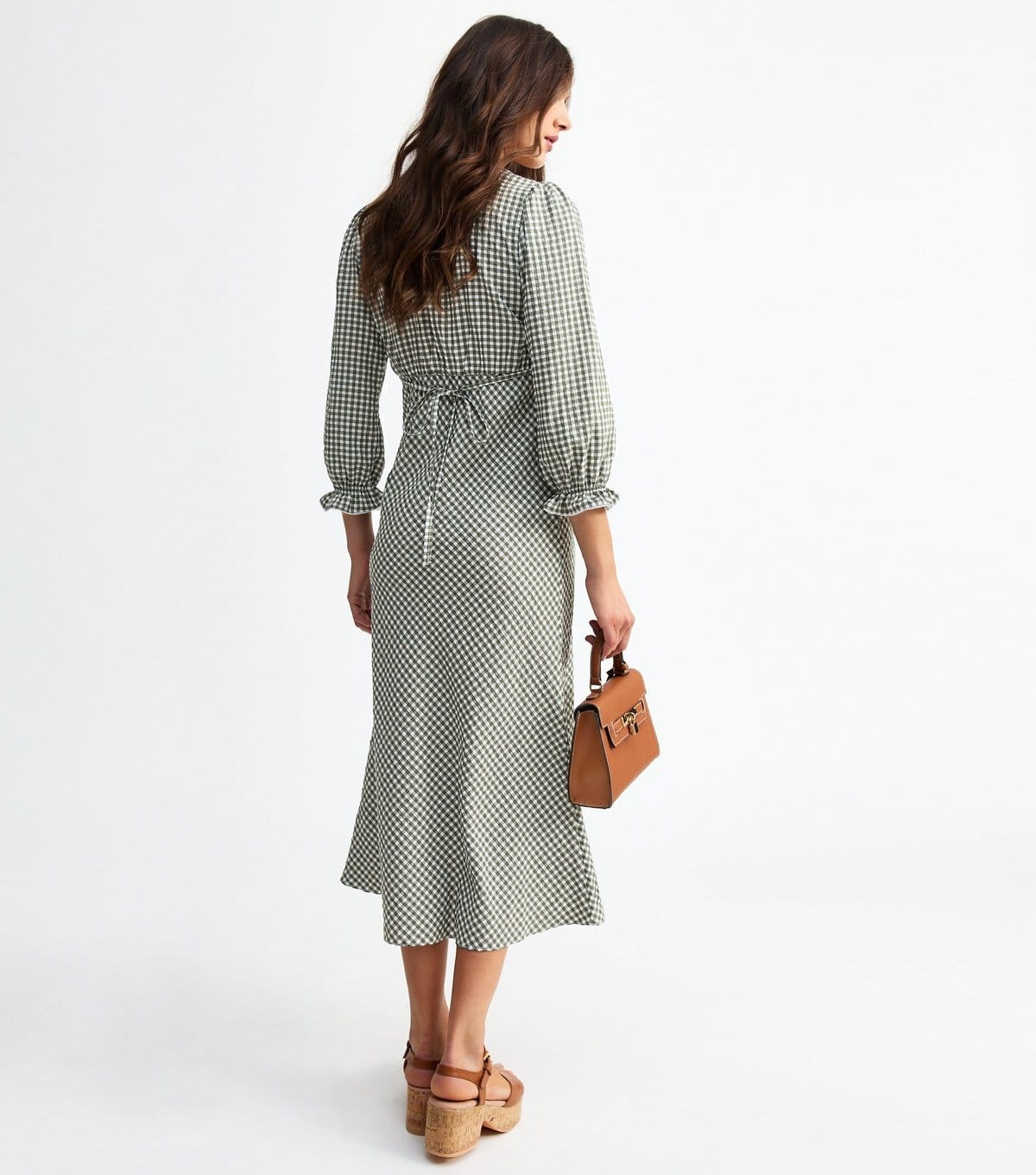 New Look Women's Green Gingham Check Midi Dress New Look - 4