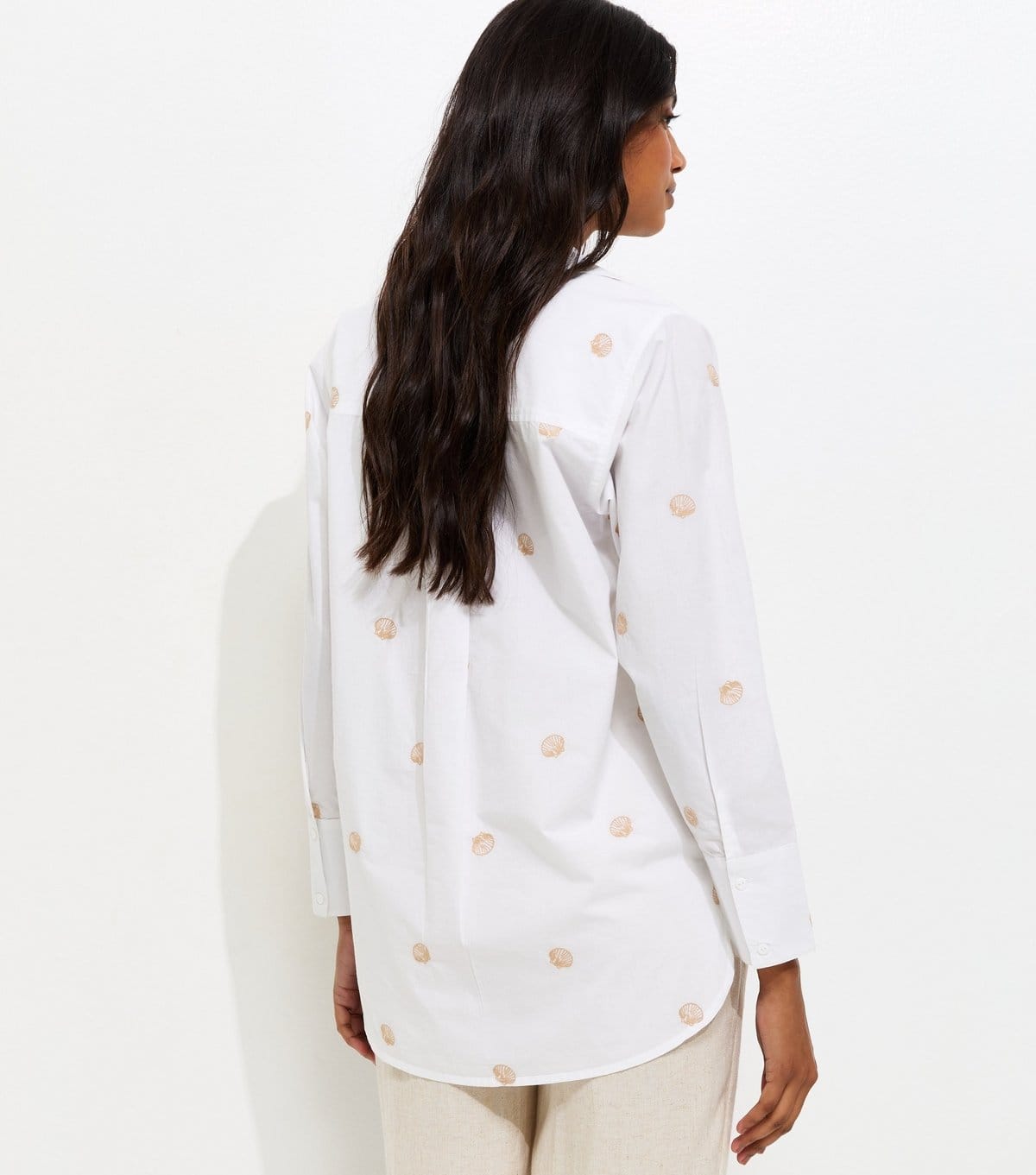 New Look Women's White Cotton Embroidered Shell Long Sleeve Shirt New Look - 4