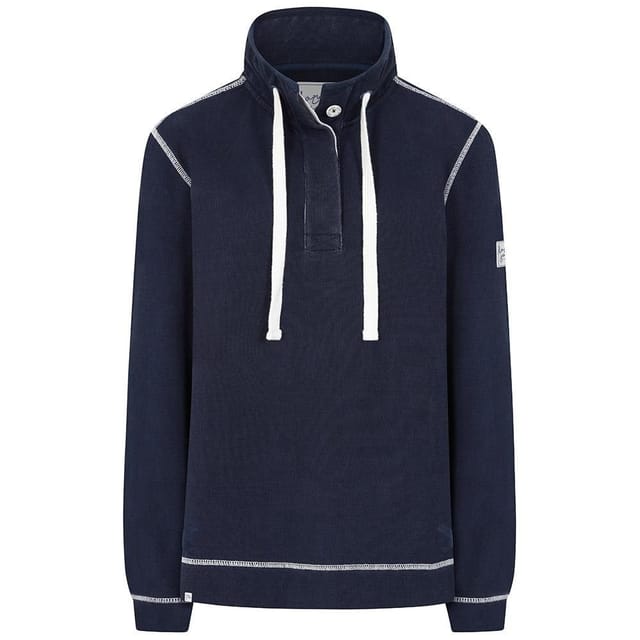 Lazy Jacks Lazy Jacks Women's Pique Button Neck Sweatshirt in Dark Blue - 2