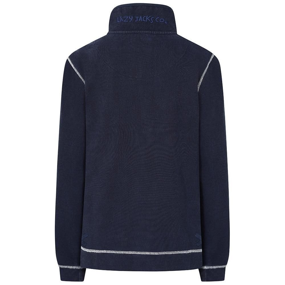 Lazy Jacks Lazy Jacks Women's Pique Button Neck Sweatshirt in Dark Blue - 4