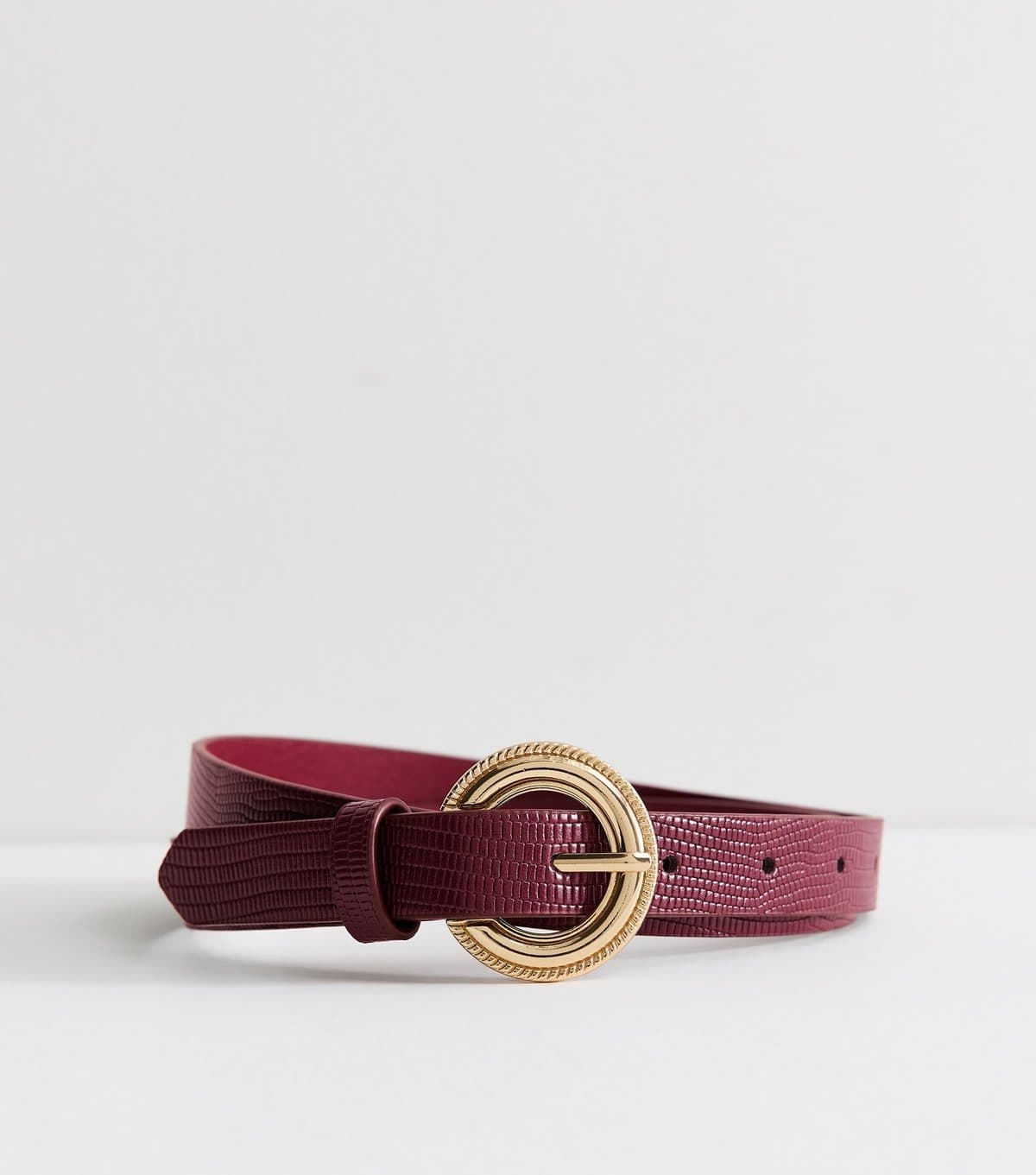 New Look Dark Burgundy Faux Leather Textured Belt New Look