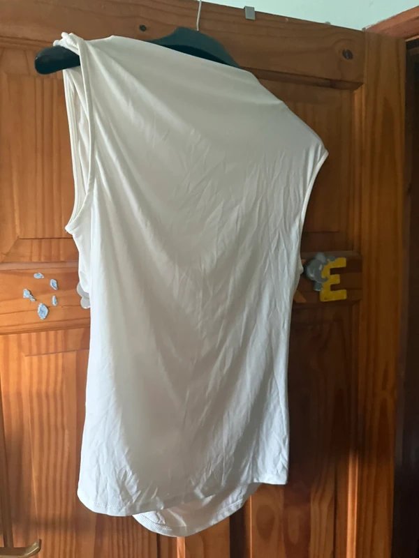 New Look New Look Ruched white/cream top - 10 - 1