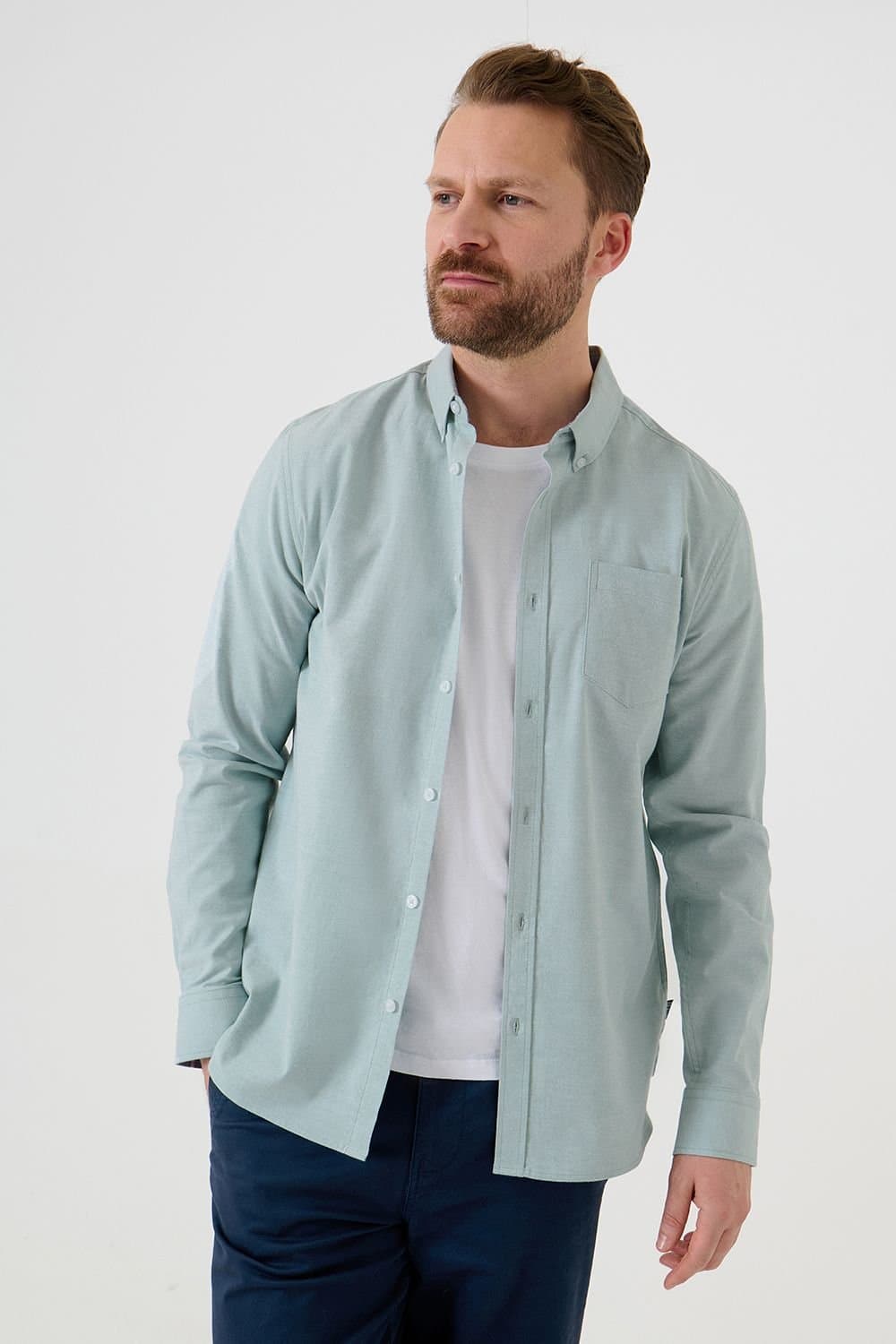 Saltwell Saltwell Men's Long Sleeve Oxford Shirt In Pale Green