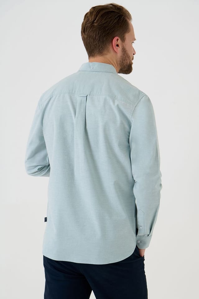 Saltwell Saltwell Men's Long Sleeve Oxford Shirt in Pale Green - 2