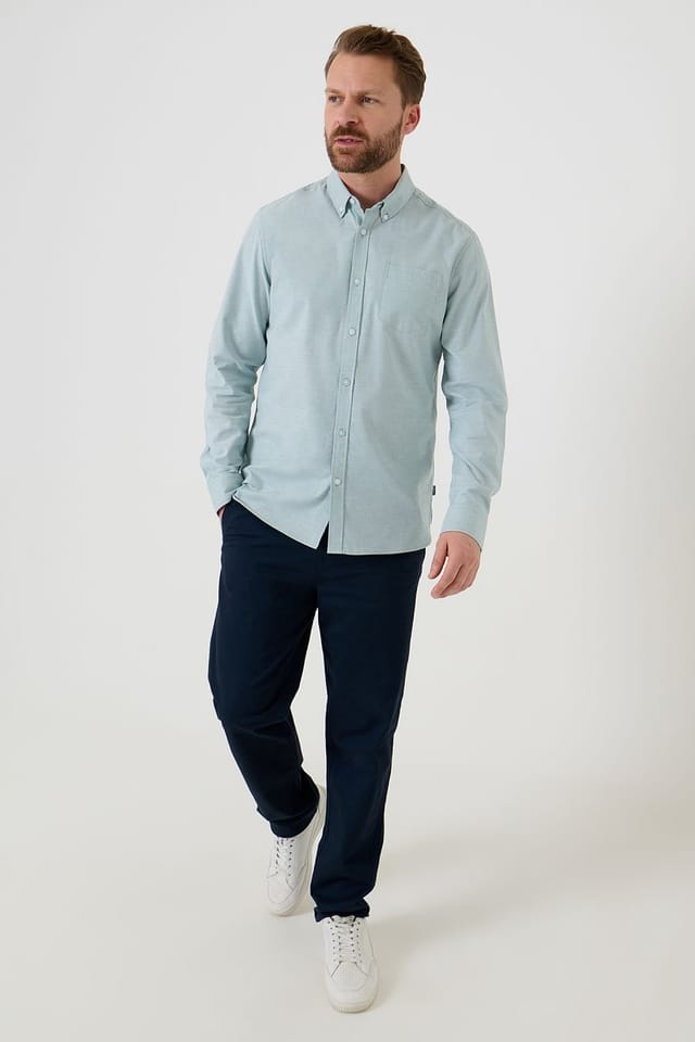 Saltwell Saltwell Men's Long Sleeve Oxford Shirt in Pale Green - 3