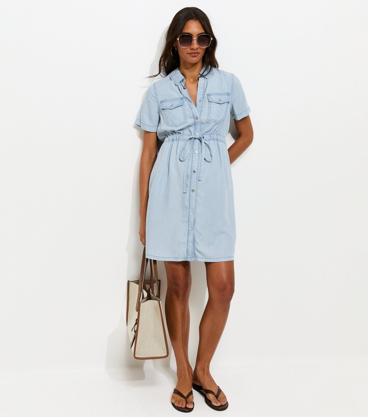 New Look Women's Maternity Light Blue Chambray Shirt Dress New Look - 2