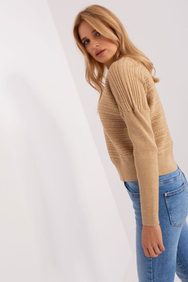 Love Lace Love Lace Women's Variegated Long Sleeve Low Turtleneck Sweater Style 186567 in Brown - 2