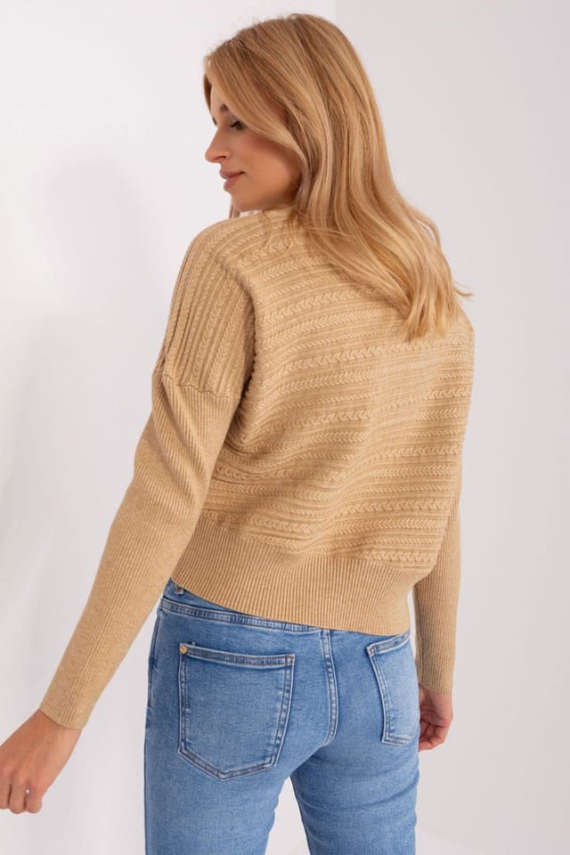 Love Lace Love Lace Women's Variegated Long Sleeve Low Turtleneck Sweater Style 186567 in Brown - 3