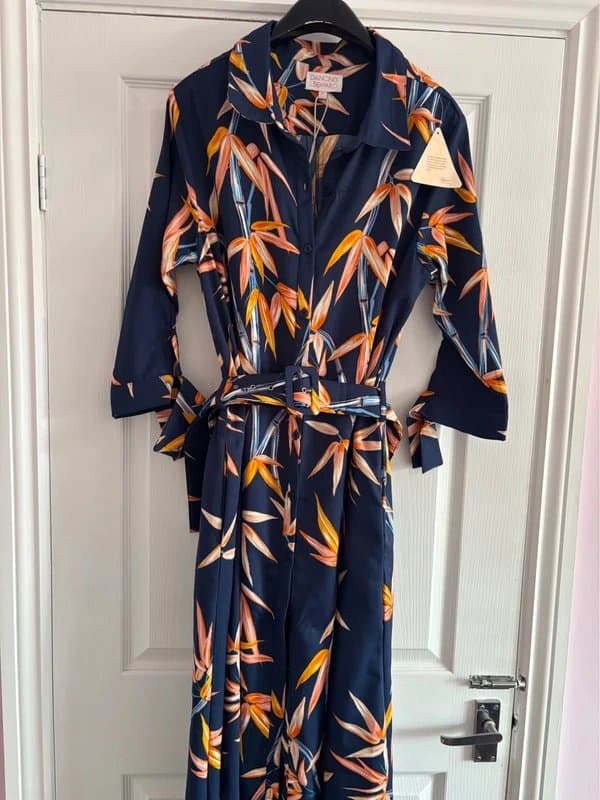 Dancing Leopard Dancing leopard 14-16 plunge maxi shirt dress wedding party holiday pockets same day post
