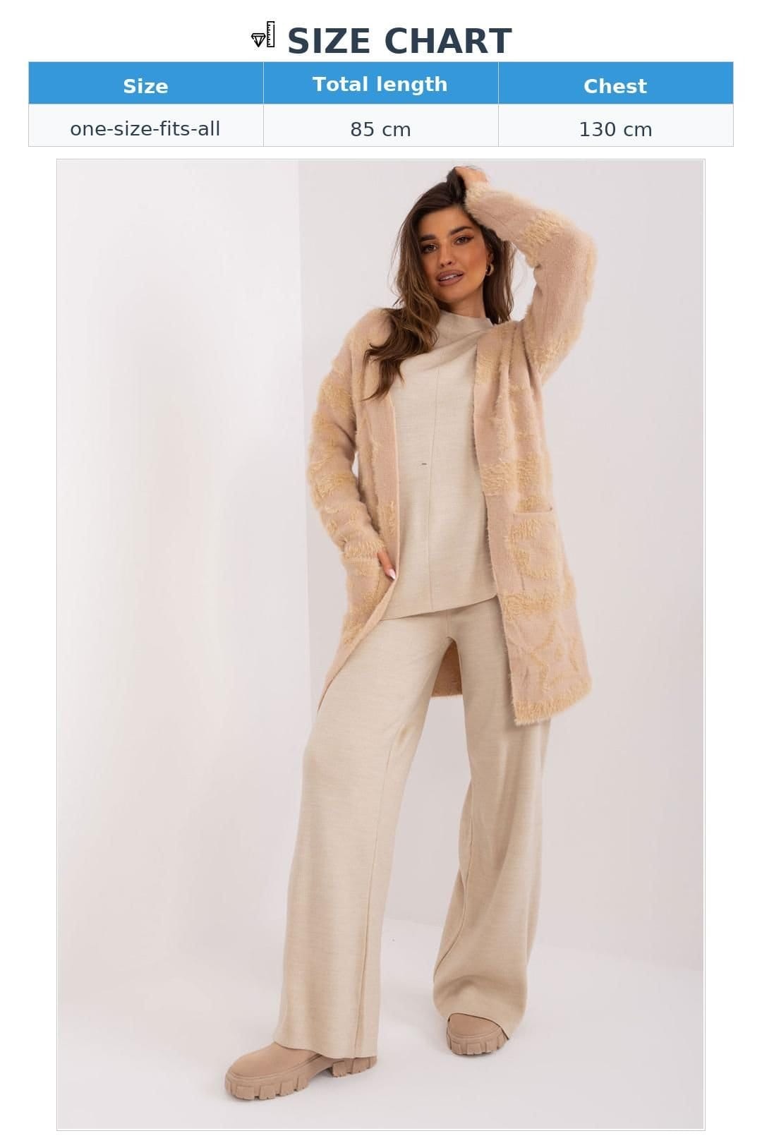 Love Lace Love Lace Women's Unbuttoned Textured Long Sleeve Cardigan Pockets Style 189214 in Beige - 4