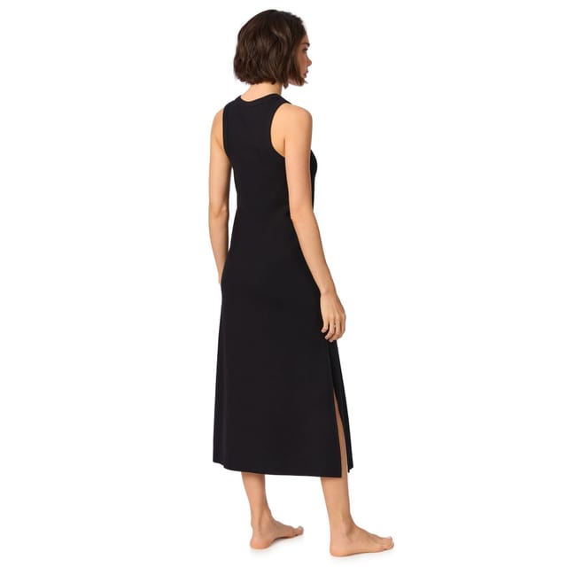 DKNY DKNY Women's 127cm Slim Fit Sleep Chemise in Black with Side Slits with Logo - 2