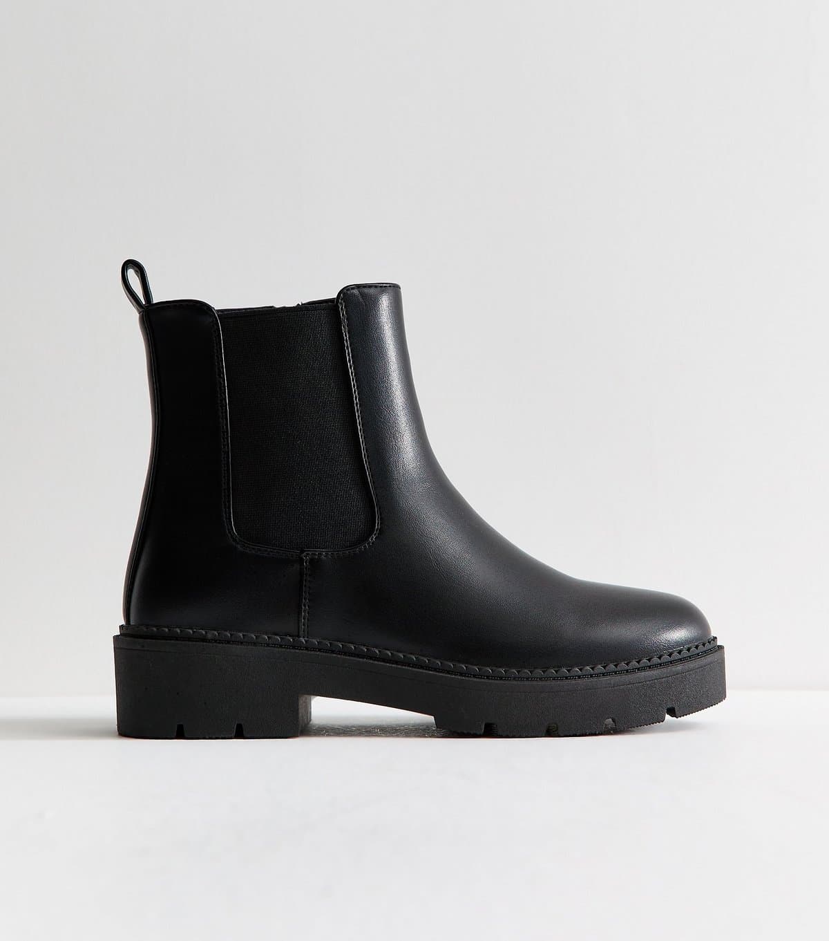 New Look Women's Black Faux Leather Chunky Sole Chelsea Boots Vegan New Look