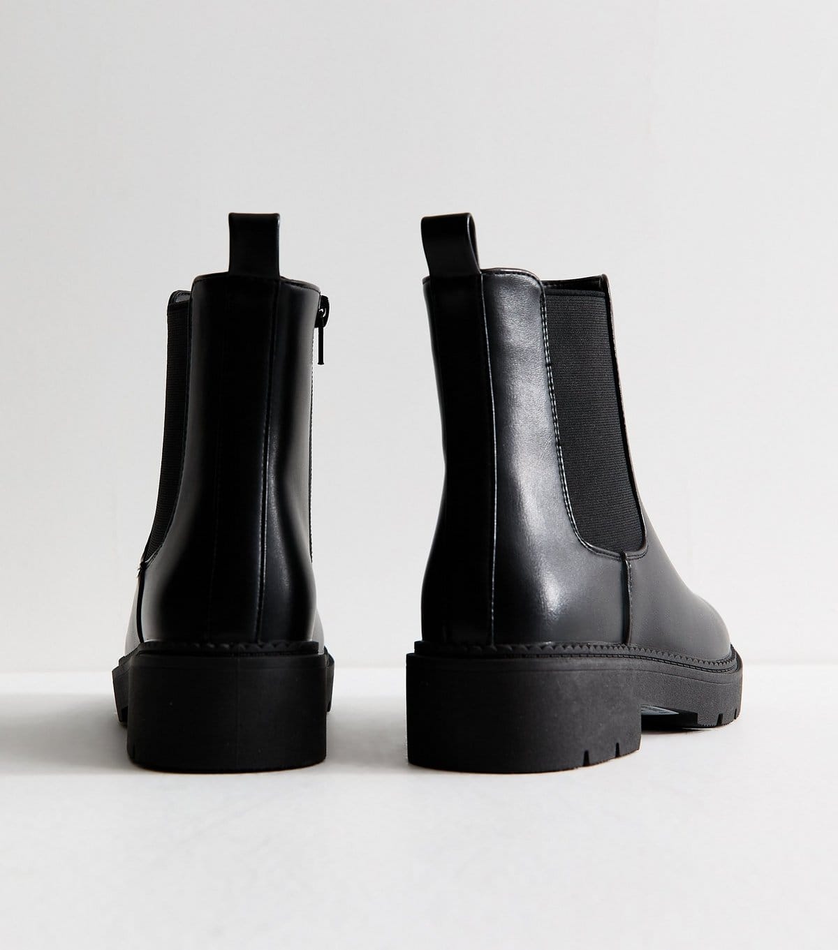 New Look Women's Black Faux Leather Chunky Sole Chelsea Boots Vegan New Look - 4