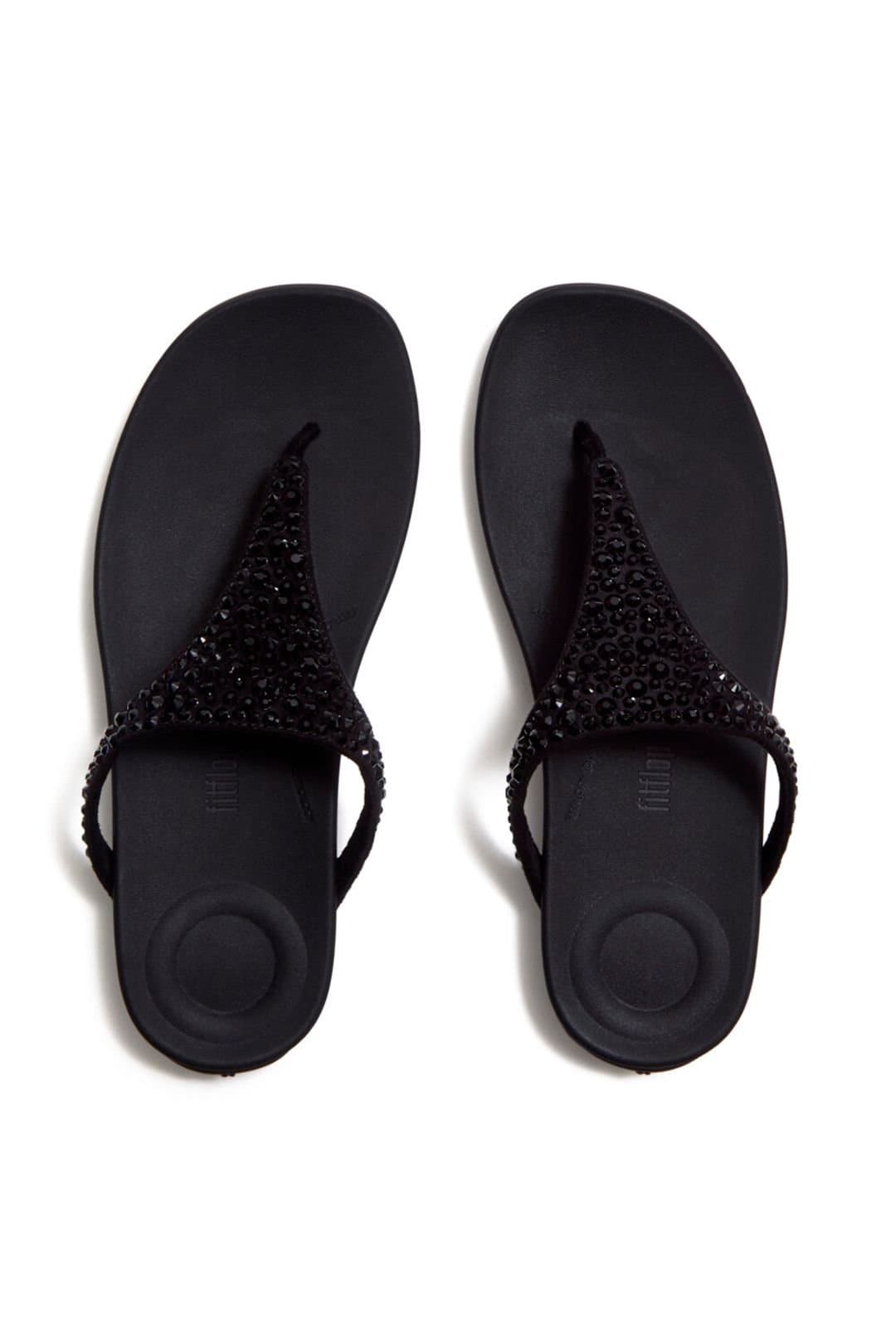 FitFlop FitFlop Women's Solay Mixed-Crystal Toe-Post Sandals Black