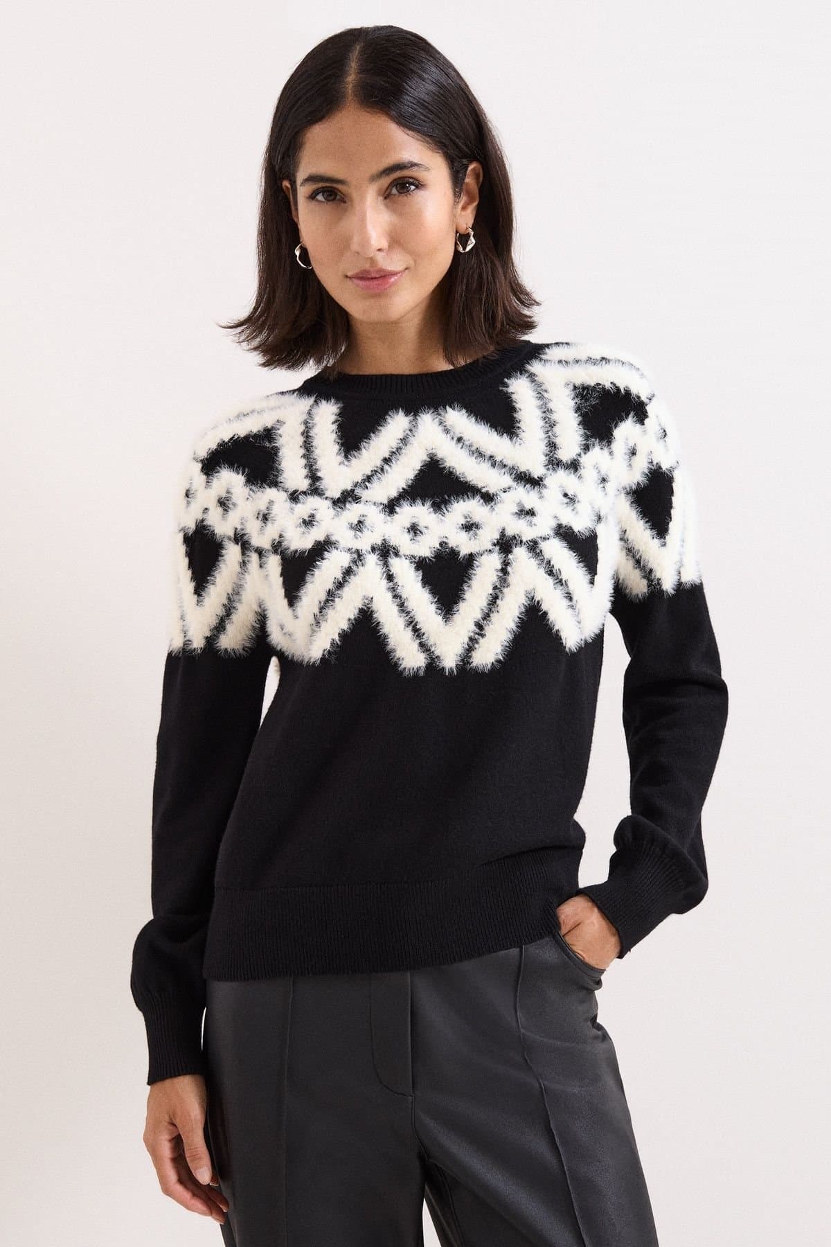 Phase Eight Phase Eight Women's Karla Fair Isle Sweater in Black