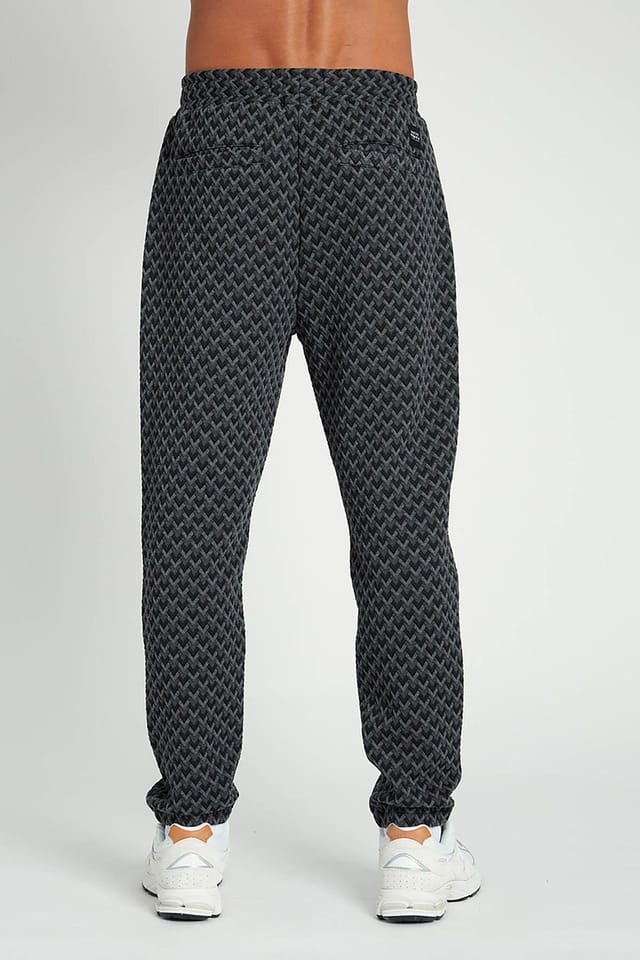 Native Youth Native Youth Men's Jacquard Open Hem Elasticated Joggers in Black - 2